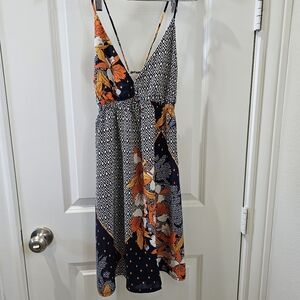 Josie Natori Geometric, Floral Sun Dress size S